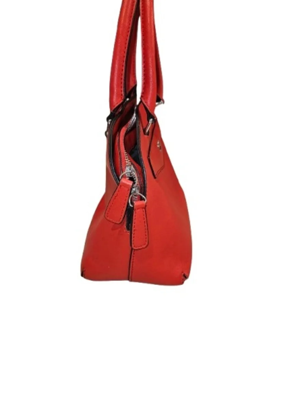 GUESS Red Saffiano Dome Satchel Crossbody Top Handle Purse Structured Bag
